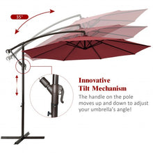 Load image into Gallery viewer, 10 Ft Patio Offset Hanging Umbrella with Easy Tilt Adjustment-Burgundy

