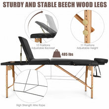 Load image into Gallery viewer, 3 Fold 84&quot; L Portable Adjustable Massage Table with Carry Case-Black
