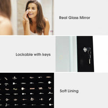 Load image into Gallery viewer, Door Wall Mount Touch Screen Mirrored Jewelry Cabinet-Black
