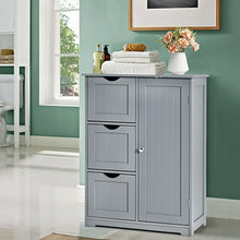 Load image into Gallery viewer, Bathroom Floor Cabinet Side Storage Cabinet with 3 Drawers and 1 Cupboard-Gray
