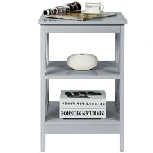 Load image into Gallery viewer, 3-Tier Nightstand End Table with X Design Storage -Gray
