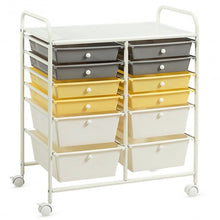 Load image into Gallery viewer, 12 Drawers Rolling Cart Storage Scrapbook Paper Organizer Bins-Yellow
