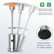 Load image into Gallery viewer, Outdoor Heater Propane Standing LP Gas Steel with Table and Wheels-Silver
