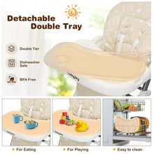Load image into Gallery viewer, Folding Baby High Dining Chair with 6-Level Height Adjustment-Beige
