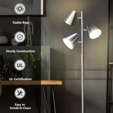 Load image into Gallery viewer, 64" 3-Light LED Floor Lamp Reading Light for Living Room Bedroom-Silver
