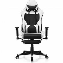 Load image into Gallery viewer, PU Leather Gaming Chair with USB Massage Lumbar Pillow and Footrest-White

