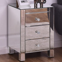 Load image into Gallery viewer, 3 Drawers Modern Storage Accent Mirrored Nightstand
