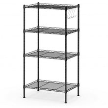 Load image into Gallery viewer, 4-Wire Shelving Metal Adjustable Storage Rack with Removable Hooks-Black
