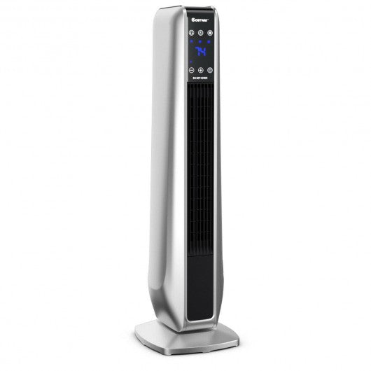 1500W Portable Oscillating Space Heater with Remote Control-Silver