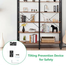 Load image into Gallery viewer, 80.7&quot; Double Wide 6-Shelf Bookcase Industrial Metal Storage Shelf

