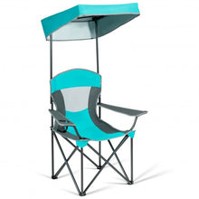 Load image into Gallery viewer, Portable Folding Camping Canopy Chair with Cup Holder Cooler -Turquoise
