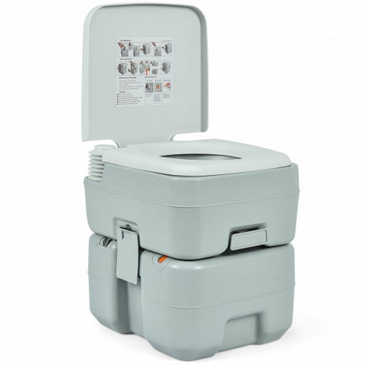 5.3 Gallon 20L Outdoor Portable Toilet w/Level Indicator for RV Travel Camping