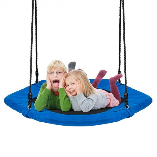 37� Hexagon Tree Kids Swing with Adjustable Hanging Rope-Blue
