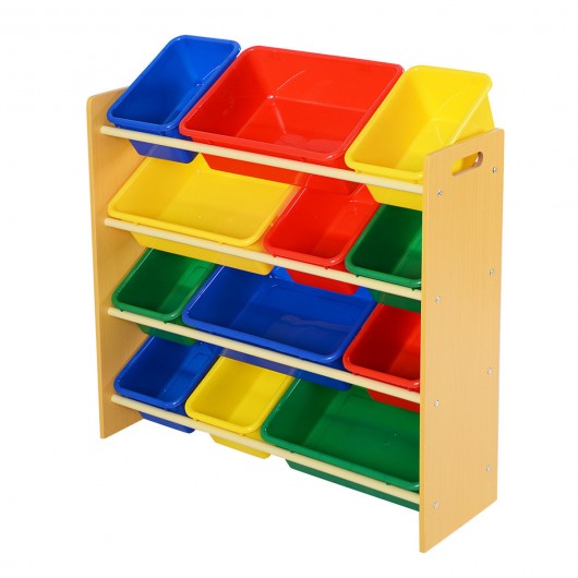 Toy Storage Organizer for kids with 12 Colorful Plastic Bins