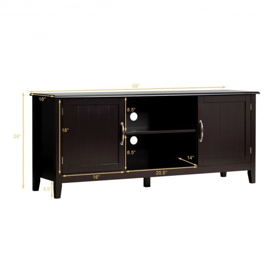 Entertainment Media TV Stand with Storage Cabinets-Brown