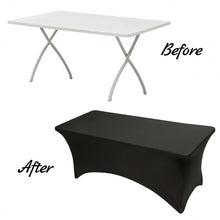 Load image into Gallery viewer, 2Pcs 8 ft Rectangular Spandex Wedding Tablecloth-Black
