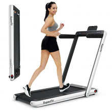 Load image into Gallery viewer, 2-in-1 Electric Motorized Health and Fitness Folding Treadmill with Dual Display and Speaker-White
