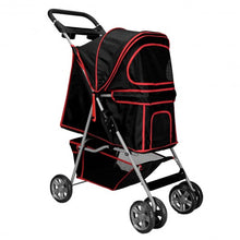 Load image into Gallery viewer, Large Deluxe Folding 4 Wheels Pet Dog Cat Carrier Stroller 8 Colors Choice Rose
