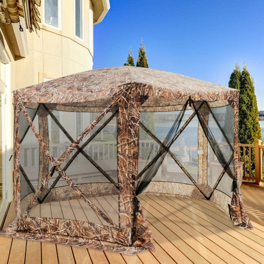 Portable Pop Up 6 Sided Canopy Instant Gazebo Screen Tent-Camouflage