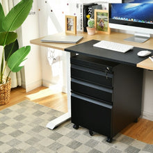 Load image into Gallery viewer, 3-Drawer Mobile File Cabinet Stee with Lock-Black
