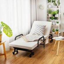Load image into Gallery viewer, Folding Adjustable Guest Single Bed Lounge Portable with Wheels-White
