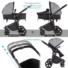 Load image into Gallery viewer, 2-in-1 Folding Aluminum Buggy Newborn Travel Baby Stroller-Gray
