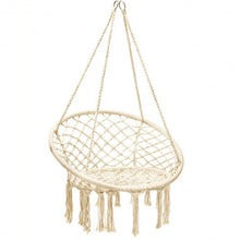 Load image into Gallery viewer, Hanging Macrame Hammock Chair with Handwoven Cotton Backrest-Natural
