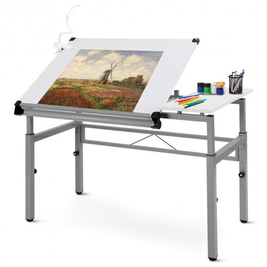 Adjustable Art Craft Drawing Drafting Desk with Dual Top