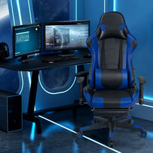 Load image into Gallery viewer, Massage Gaming Chair Reclining Racing Office Chair-Blue
