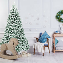 Load image into Gallery viewer, 7.5 ft Pre-Lit Premium Snow Flocked Hinged Artificial Christmas Tree 550 Lights
