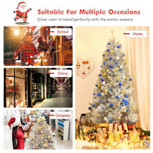 Load image into Gallery viewer, 7.5Ft Hinged Unlit Artificial Silver Tinsel Christmas Tree

