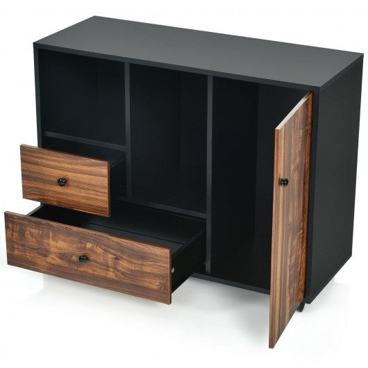 Lateral Mobile Filing Open Cabinet Large Printer Stand with 2 Drawers
