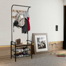 Load image into Gallery viewer, Industrial Coat Shoe Bench Entryway Shelf with 9 Hooks
