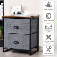 Load image into Gallery viewer, Metal Frame Nightstand Side Table Storage with 2 Drawers-Black
