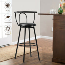 Load image into Gallery viewer, Set of 2 Swivel Seat Metal Frame Bar Stools with Footrest
