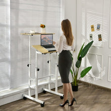 Load image into Gallery viewer, Height Adjustable Mobile Standing Desk with rolling wheels for office and home-Natural
