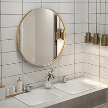Load image into Gallery viewer, 27.5&quot; Modern Metal Wall-Mounted Round Mirror for Bathroom-Golden
