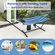 Load image into Gallery viewer, Hammock Chair Stand Set Cotton Swing with Pillow Cup Holder Indoor Outdoor

