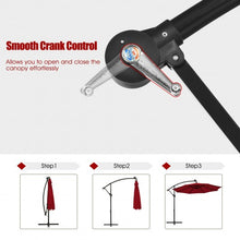 Load image into Gallery viewer, 10 Ft Solar LED Offset Umbrella with 40 Lights and Cross Base for Patio-Wine
