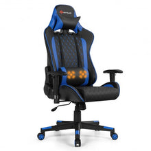 Load image into Gallery viewer, Massage Gaming Chair with Lumbar Support and Headrest-Blue
