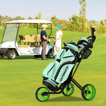 Load image into Gallery viewer, Folding 3 Wheels Golf Push Cart with Brake Scoreboard Adjustable Handle-Green
