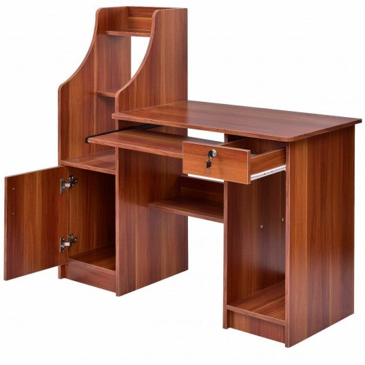 Home Computer Study Workstation Desk w/ Bookshelf