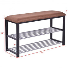 Load image into Gallery viewer, 2 Tiers Shoe Storage Rack Soft Seat Bench
