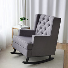 Load image into Gallery viewer, Retro Fabric Upholstered Button-Tufted Wingback Rocking Chair
