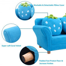 Load image into Gallery viewer, BL/PI Kids Strawberry Armrest Chair Sofa-Blue
