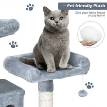 Load image into Gallery viewer, 55&quot; Multi-Level Kitten Activity Tower with Hammock-Light Gray
