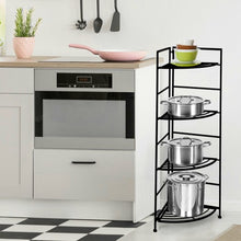 Load image into Gallery viewer, 4 Tier Folding Metal Shelf Plant Stand Storage Open Shelf Corner Display Rack
