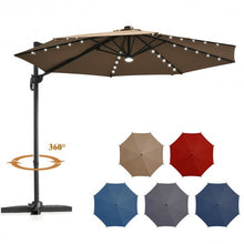 Load image into Gallery viewer, 10 Ft Patio Offset Cantilever Umbrella with Solar Lights-Coffee
