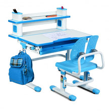 Load image into Gallery viewer, Height Adjustable Kids Desk and Chair Set-Blue
