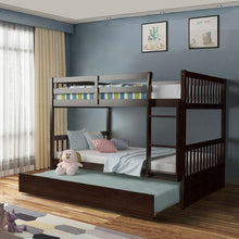 Load image into Gallery viewer, Full over Full Bunk Bed Platform Wood Bed-Brown
